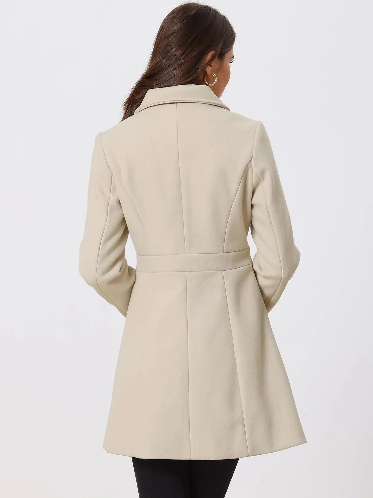 Пальто Allegra K Зимнее Классическое Однобортное с Карманами, фото №4