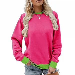 Женский свитшот MLZHAN Однотонный осенне-зимний с круглым вырезом и длинными рукавами - Фото 1