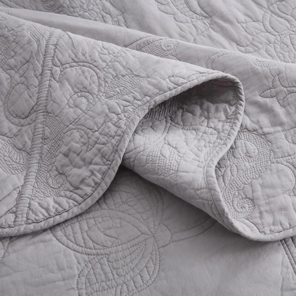 Покривало Бавовняне ENASAL Сірий, 220 x 240 см, Накидка на двоспальне ліжко, фото №7