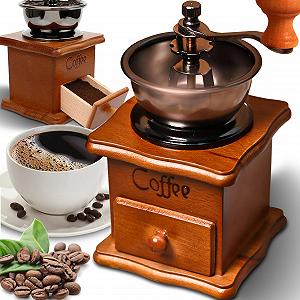 Ручная кофемолка Retoo Retro, коричневая, деревянная с ручкой, портативная, в античном стиле, для кофейных зерен, нержавеющая сталь - Фото 1