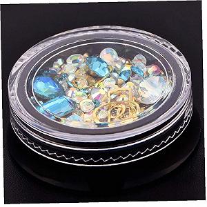 Набор для дизайна ногтей, заклепки, фрукты, кристаллы, стразы смешанного размера, плоская задняя часть, 3D аксессуары для маникюра (Water Blue) synthetic.ua - Фото 1