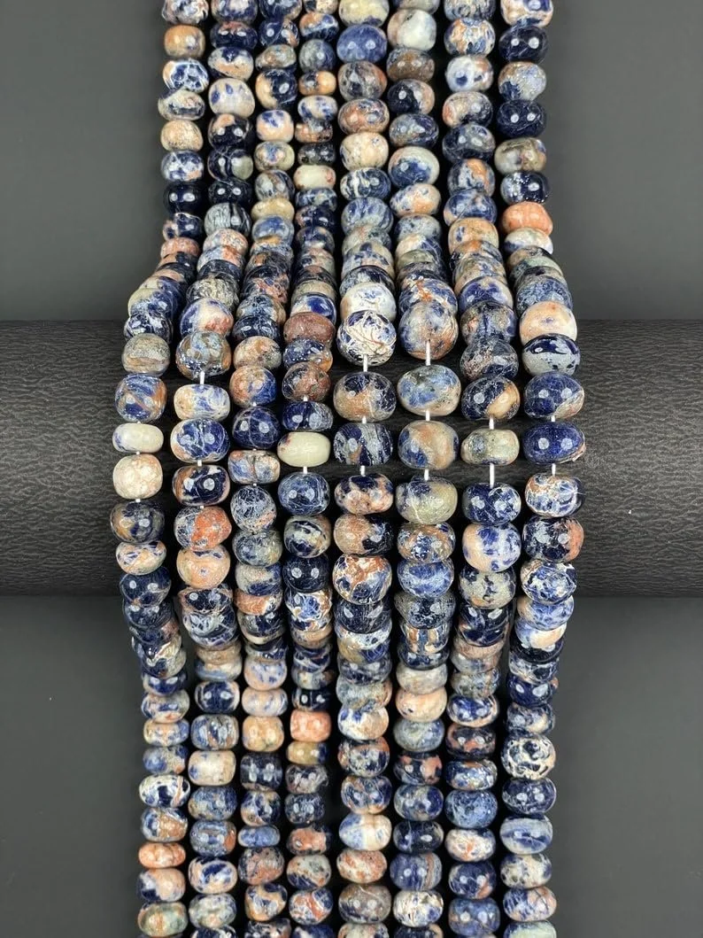 Бусины из натурального оранжевого содалита, рондель, гладкие, 10 мм, нить 46 см, фото №3