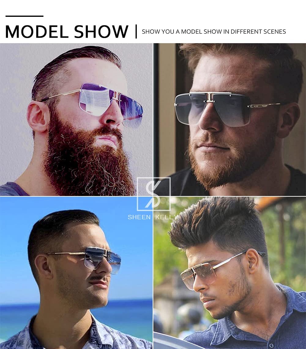 Сонцезахисні окуляри Квадратні Ретро SHEEN KELLY для чоловіків і жінок Без оправи, фото №4