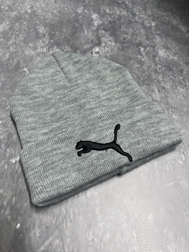 Шапка трикотаж Puma серый меланж, фото №1