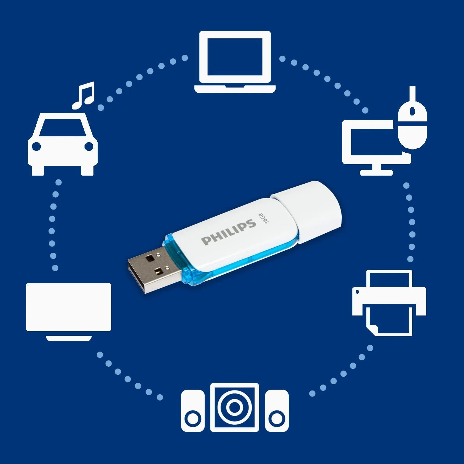 USB Flash Drive Philips Snow 16GB USB 2.0 Blue, фото №6