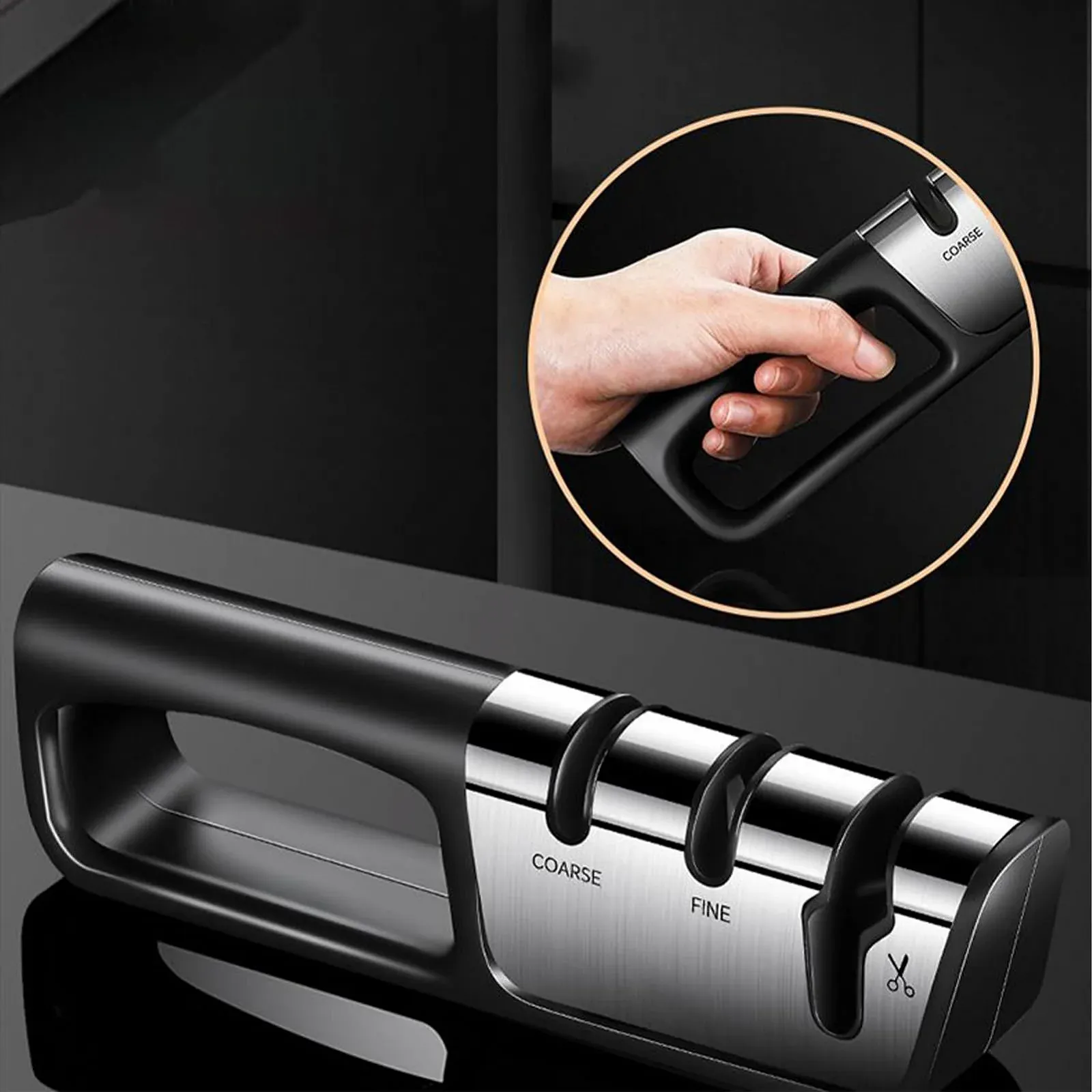 Точилка для ножей и ножниц Smart Knife Sharpener 3-ступенчатая профессиональная ручная, фото №7