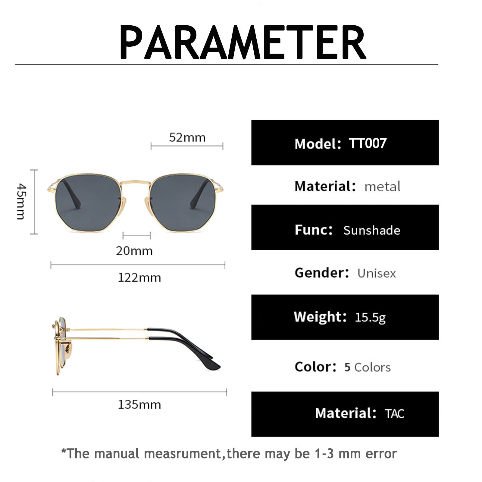 Поляризовані сонцезахисні окуляри Dollger Small Retro Hexagon, металева оправа, квадратні, захист UV 400, фото №5