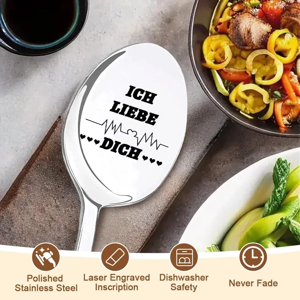 Ложка для хлопьев LOMUG с гравировкой, кофейная ложка, нержавеющая сталь, персонализированная, длинная ложка 20 cm, фото №3