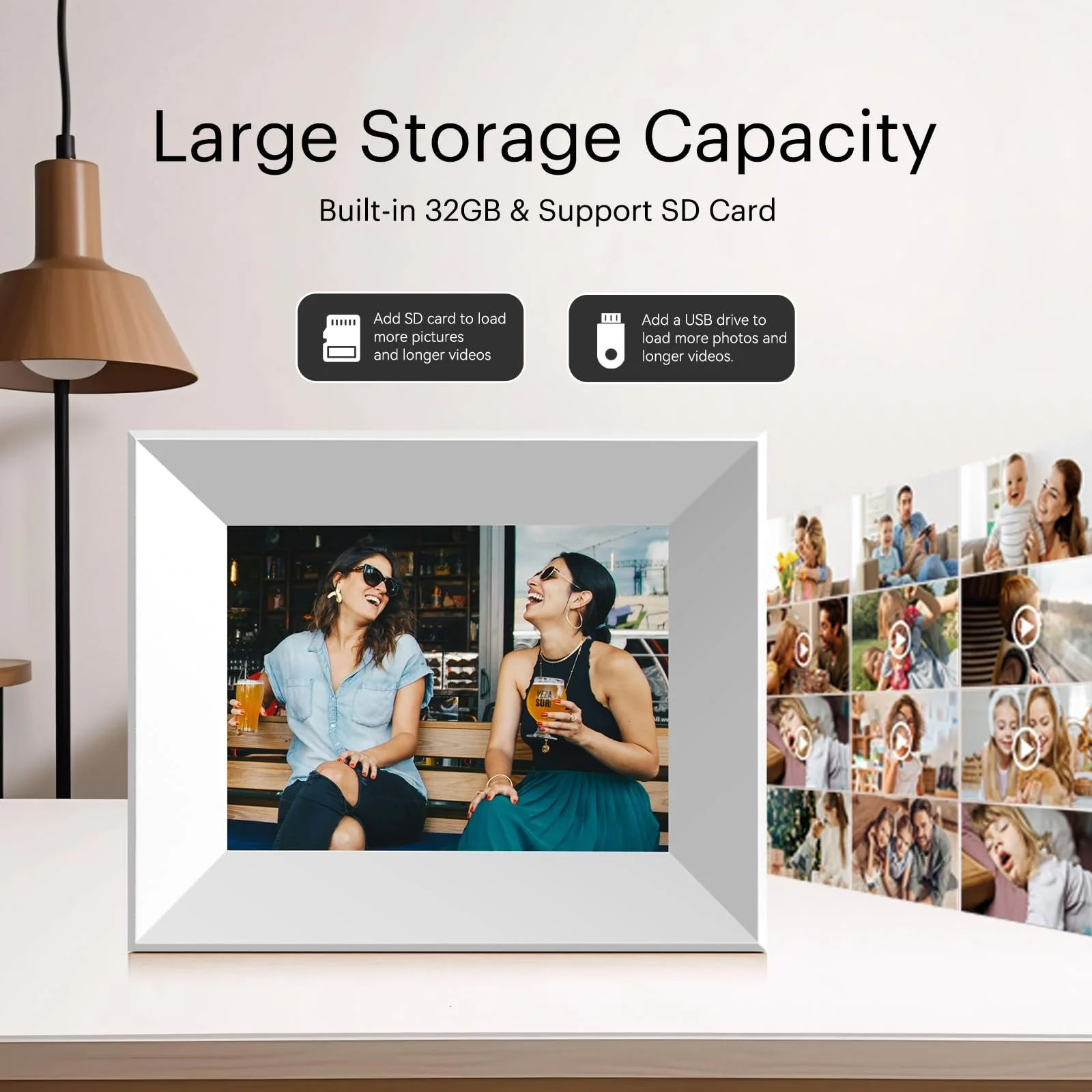 Цифровая фоторамка BWJBSW WiFi Smart Cloud 8 дюймов HD IPS Touchscreen 1280 x 800 16 GB Дерево, фото №4