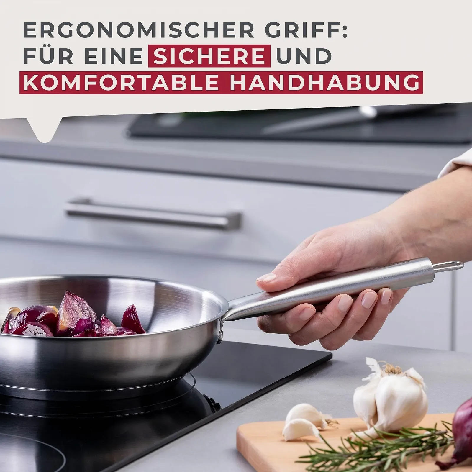 Сковорода FACKELMANN с овальной ручкой, диаметр 20 см, из высококачественной нержавеющей стали, фото №6