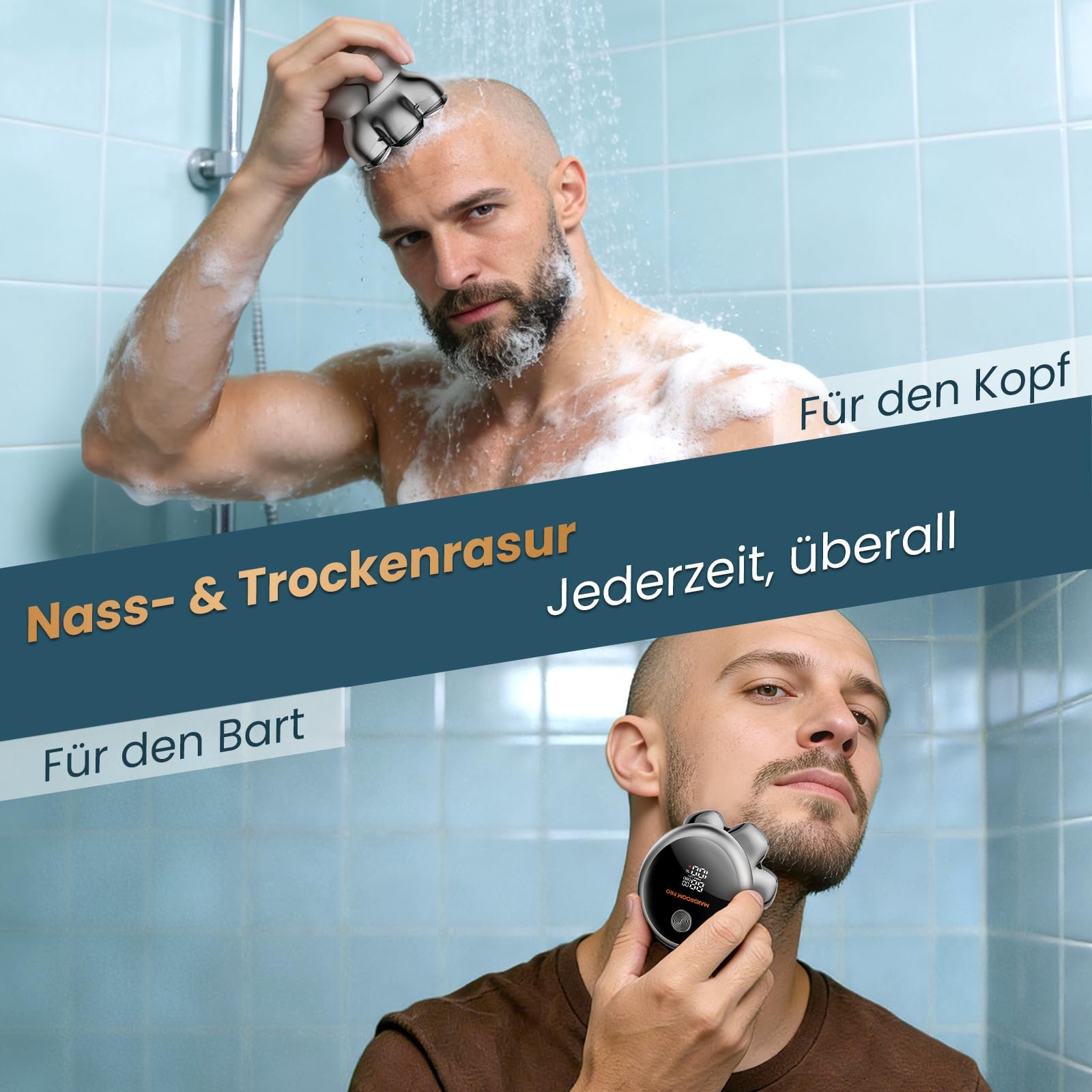 Бритва для голови MAXGROOM 7D PRO IPX6 1400 мАг срібляста, фото №7 Бритва для голови MAXGROOM 7D PRO IPX6 1400 мАг срібляста, фото №7