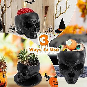 Тримач для свічок Resin Skull Halloween Skeleton synthetic.ua - Фото 1