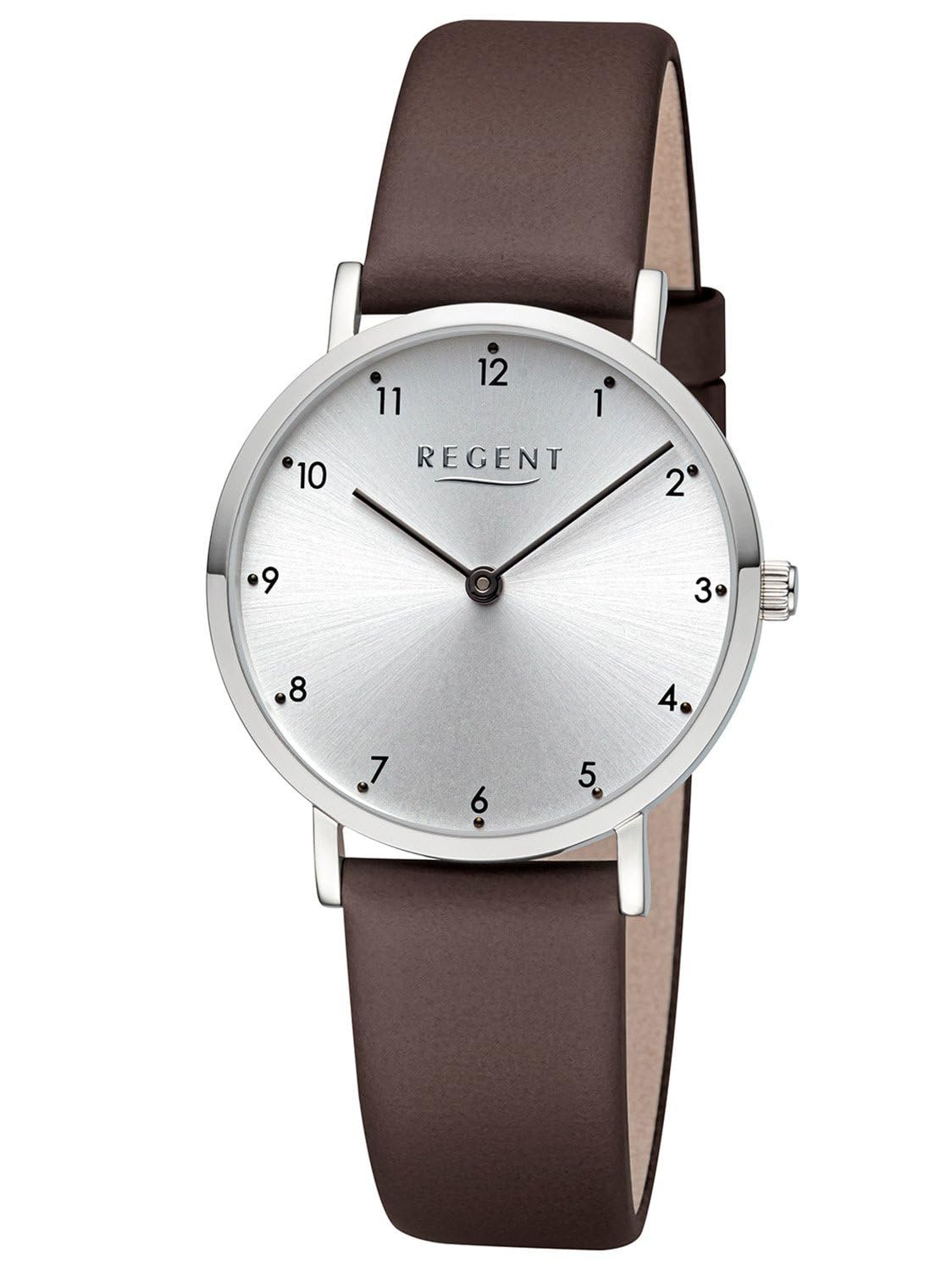 Женские кварцевые часы REGENT BA-861 Классические коричневые, серебристые, фото №1