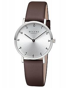 Женские кварцевые часы REGENT BA-861 Классические коричневые, серебристые - Фото 1
