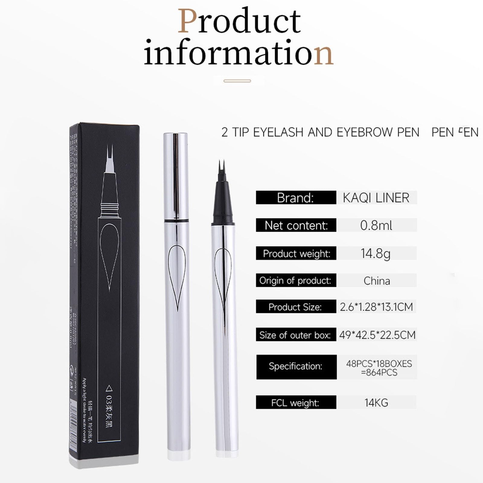 Олівець 3D Waterproof для брів з 2-ма вилковими наконечниками Microblading 2-точковий Довготривалий натуральний макіяж, фото №5