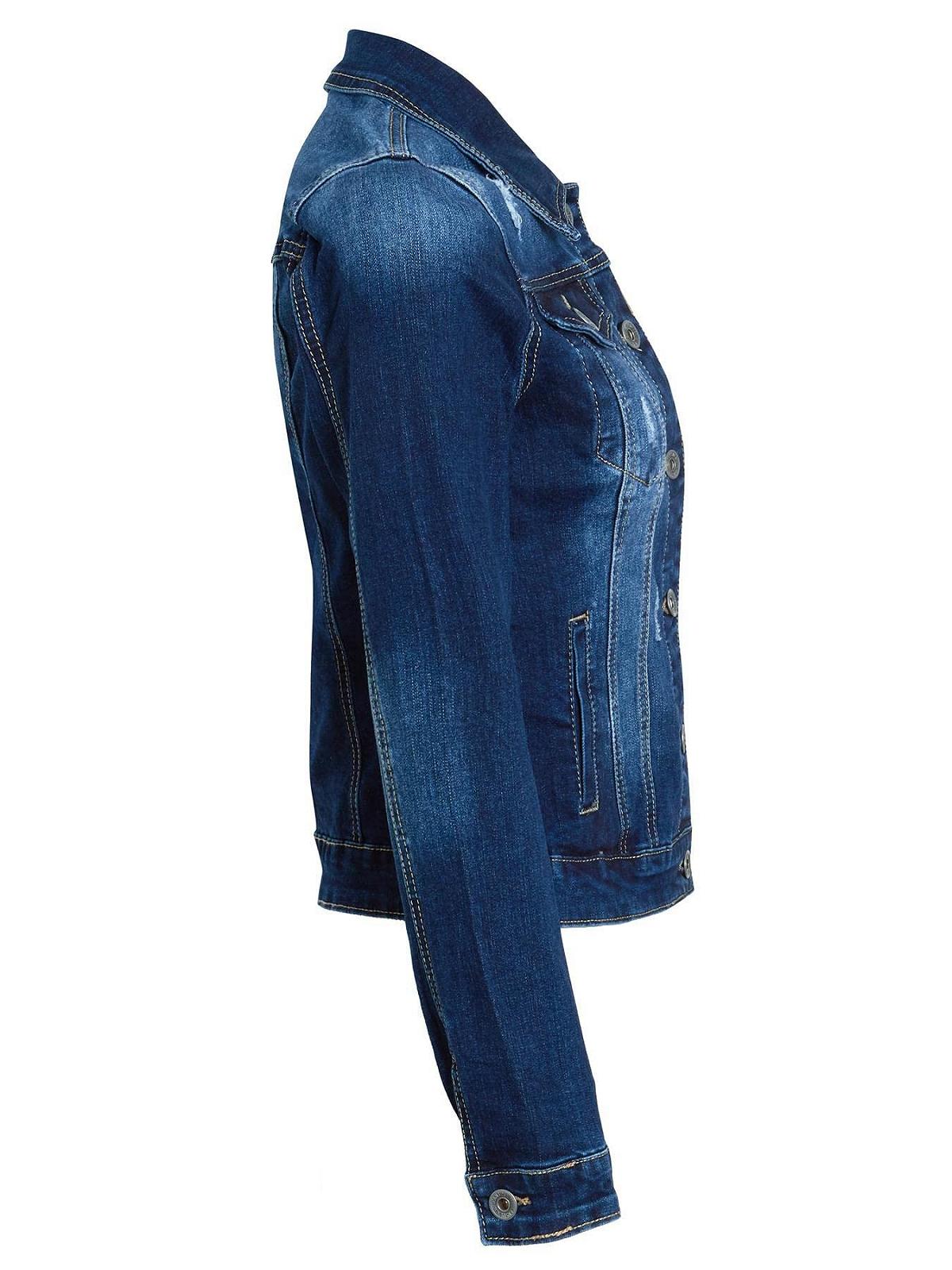 Джинсовая Куртка SS7 Женская Премиум Stonewashed Indigo с Небольшими Разрывами, фото №4