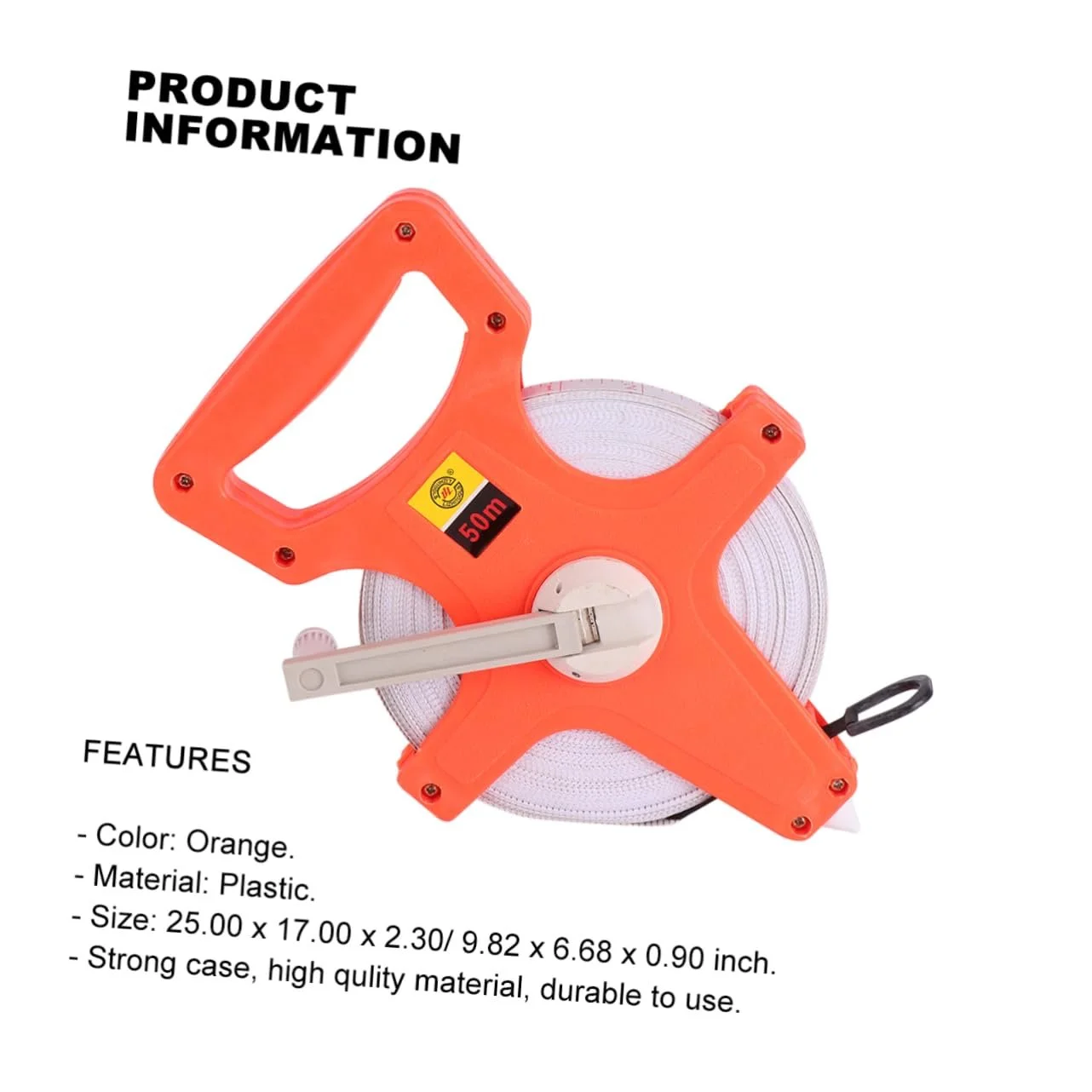 Рулетка з ручкою KITANDOVE, сталева рама, скловолоконна стрічка для будівництва, фото №7