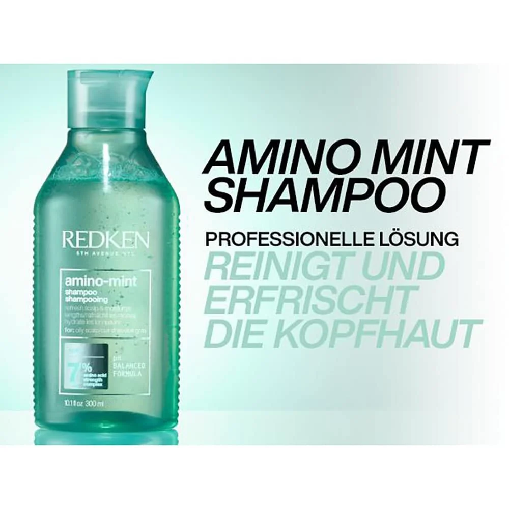 Шампунь Redken Amino Mint для жирної та подразненої шкіри голови, з балансом pH, з м'ятою та комплексом амінокислот, 300 мл, фото №6 Шампунь Redken Amino Mint для жирної та подразненої шкіри голови, з балансом pH, з м'ятою та комплексом амінокислот, 300 мл, фото №6