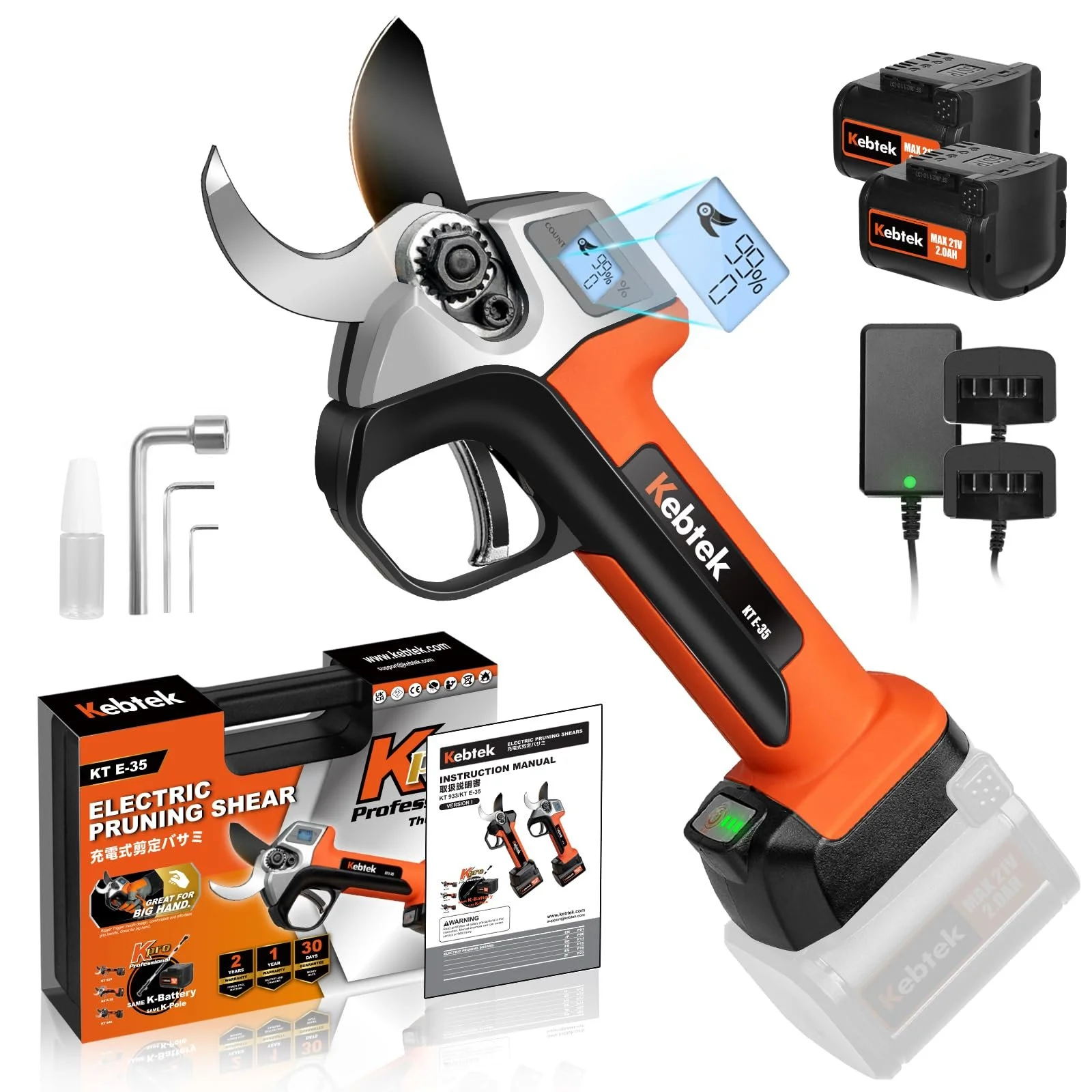 Секатори електричні Kebtek Professional 35 мм 18 V 2 Ah, фото №1