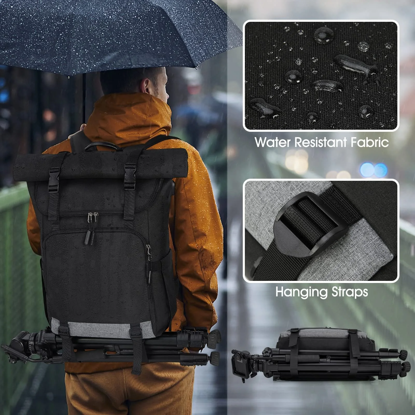 Рюкзак для ноутбука NEWHEY Rolltop 17.3 дюйма Waterproof, фото №5