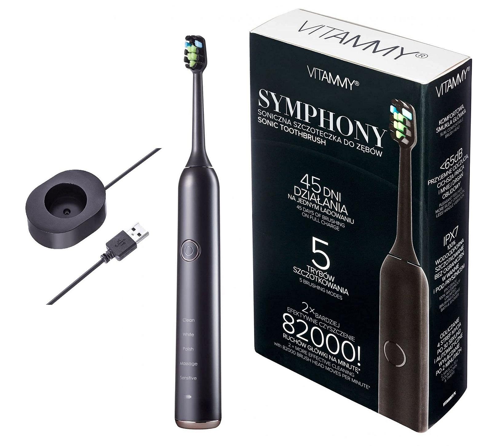 Електрична звукова зубна щітка VITAMMY Symphony 5 режимів 82000 об/хв Black, фото №2