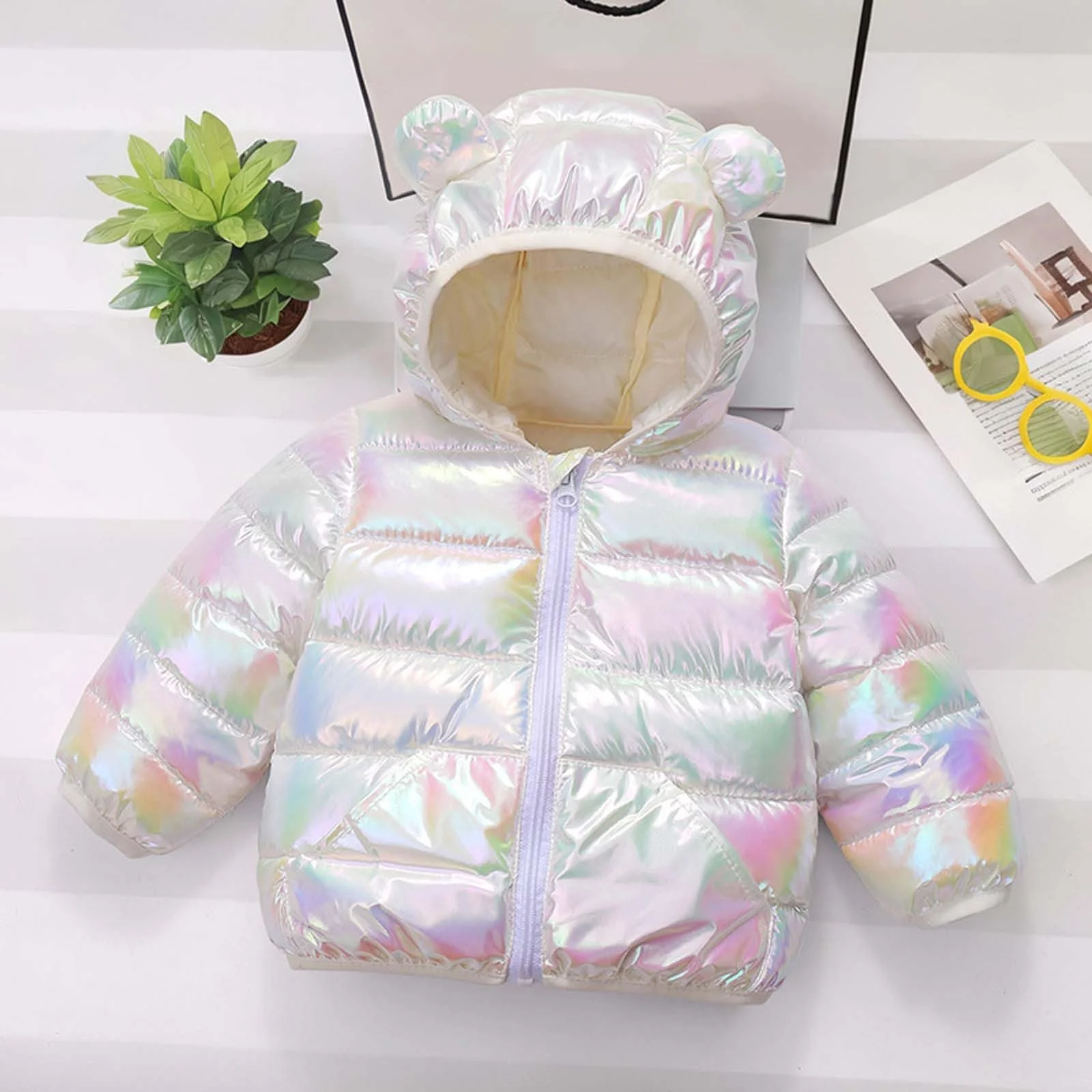 Куртка стеганая EQWIGKEIT для девочек и мальчиков, теплая пуховая куртка, легкая зимняя детская куртка унисекс с капюшоном, фото №4