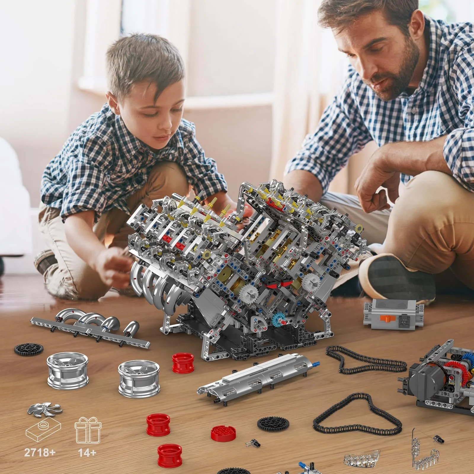 Конструктор Двигатель V8 Mould King Technik 10219 2718 деталей, фото №7