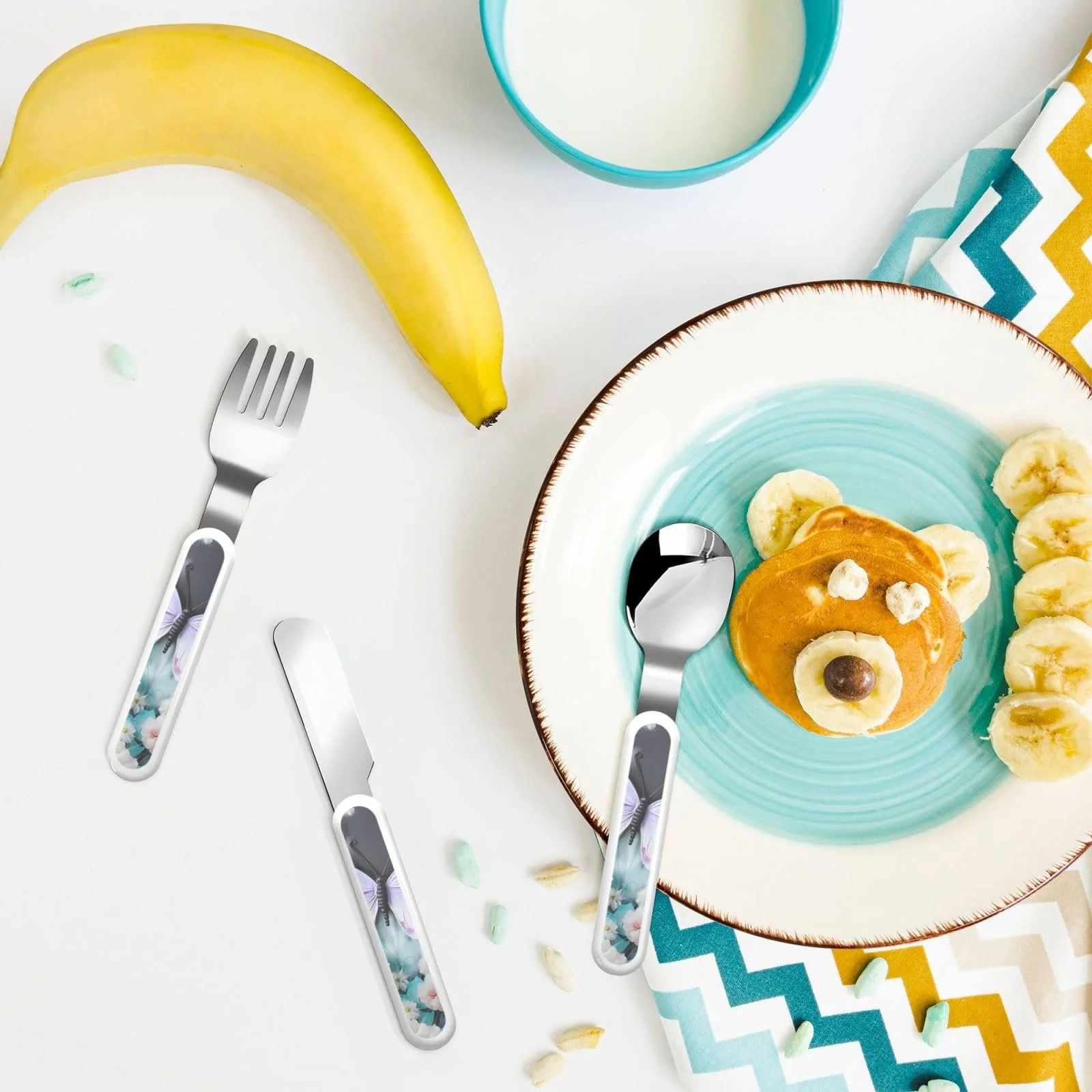 Дитячий Набір з Трьох Предметів з Малюнком Метелика, фото №6 Дитячий Набір з Трьох Предметів з Малюнком Метелика, фото №6