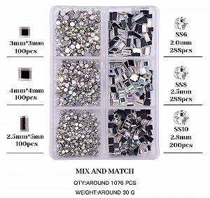 Стрази для нігтів 3D, 1076 шт, сріблясті (Style 06) synthetic.ua - Фото 1