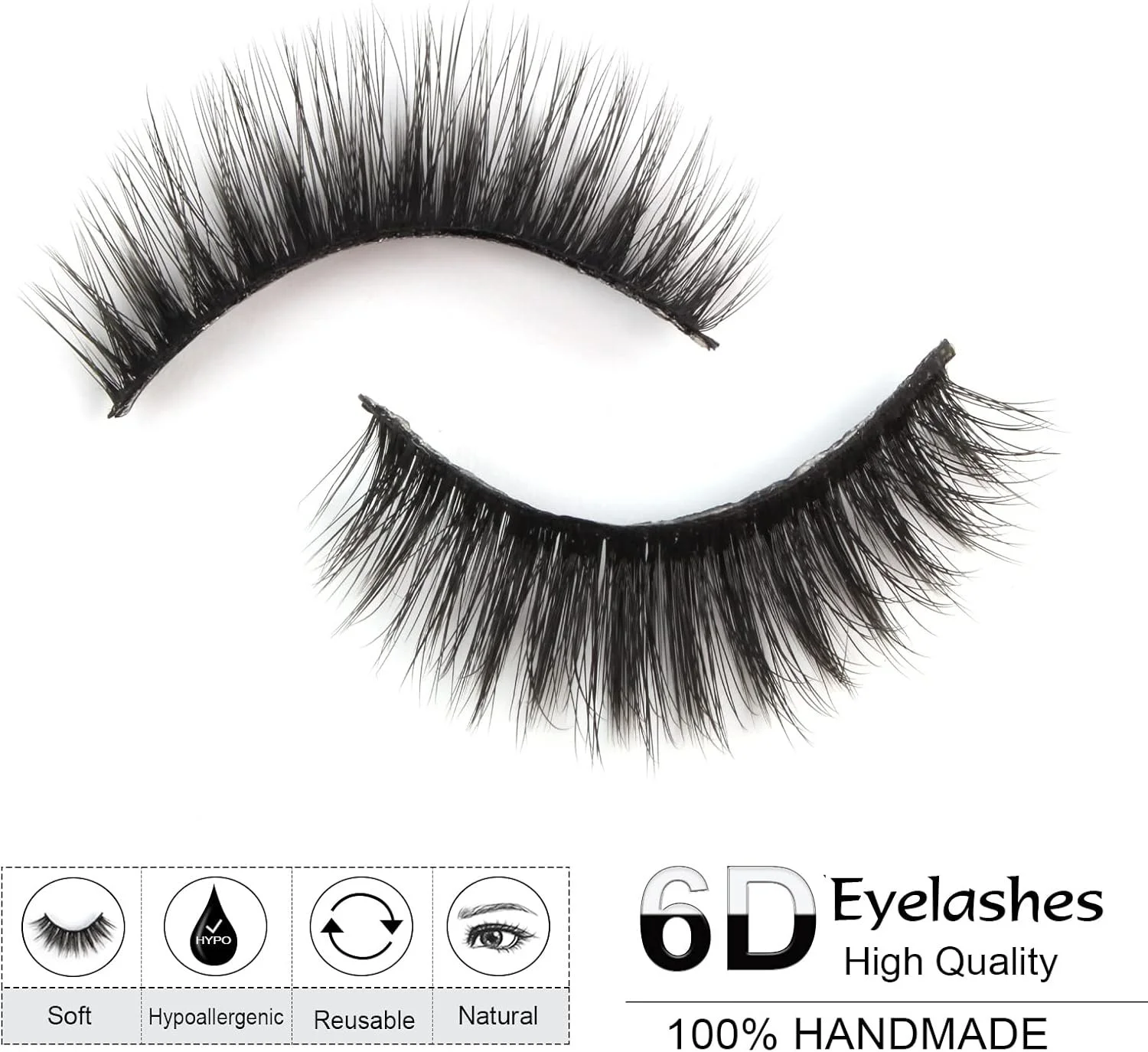 Набір з 5 пар накладних вій / Натуральний вигляд / 6D / Набір натуральних вій / Ручна робота / Багаторазові, фото №4