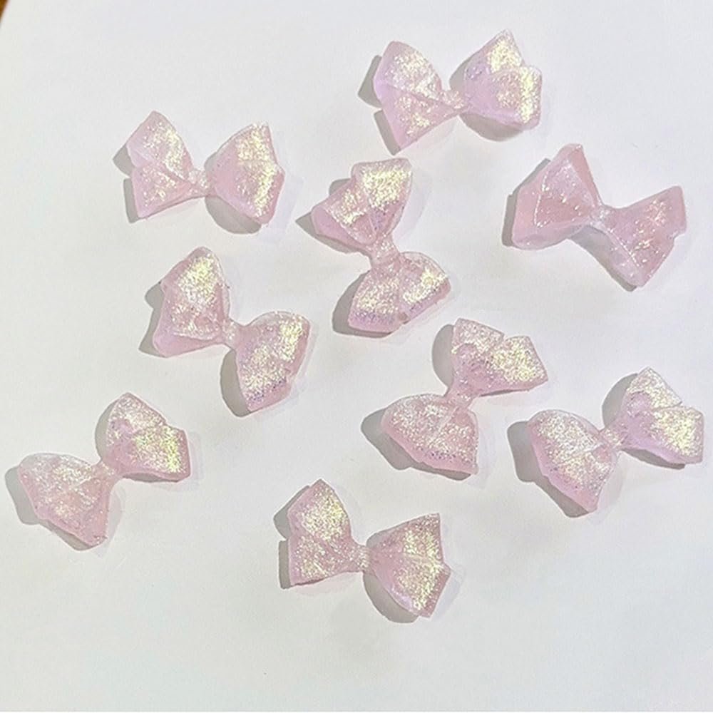 Бантик Прозорий Лід Рожевий Блискітки Пудра 3D Каваї, фото №5