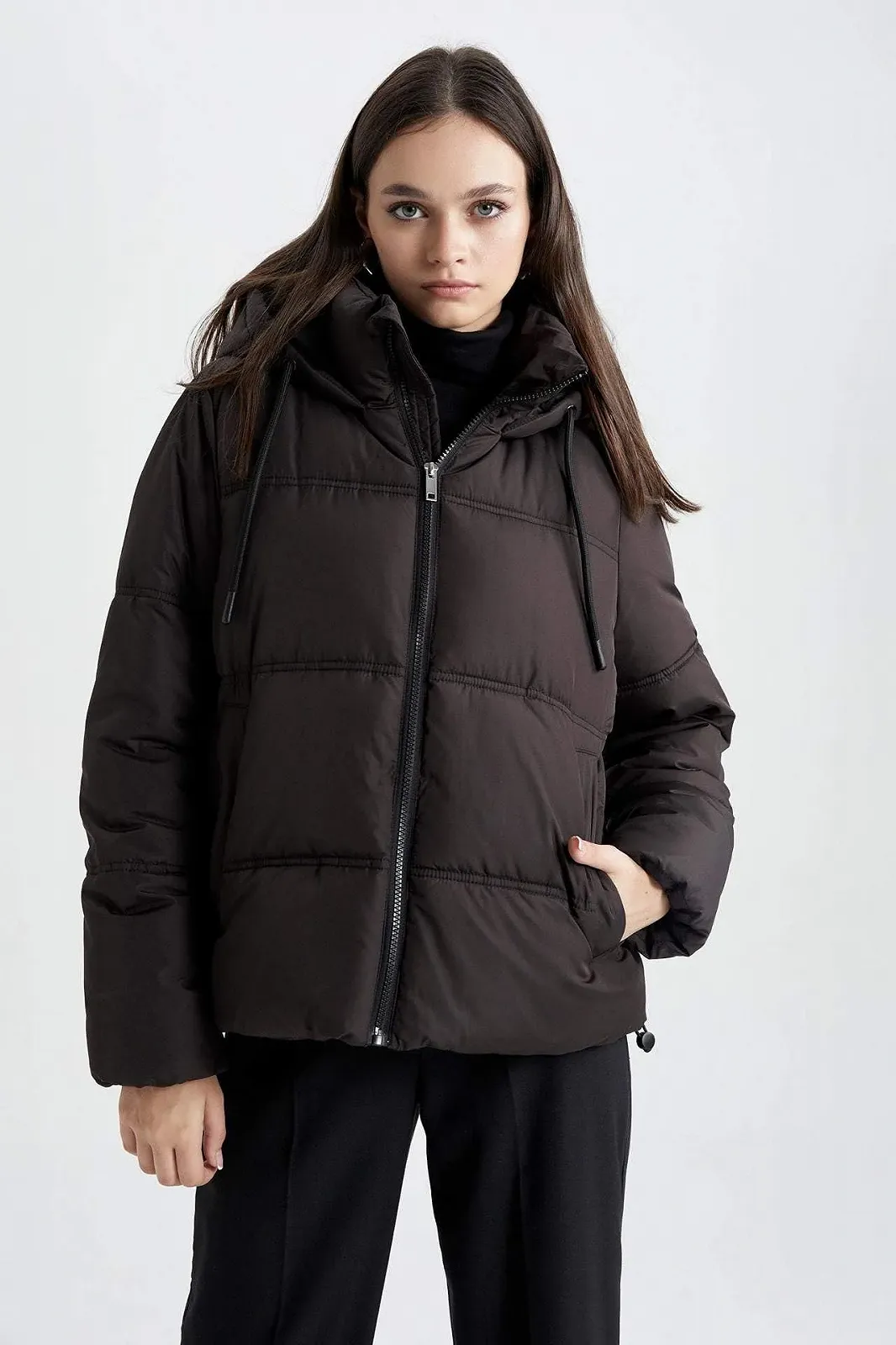 Жіноча зимова куртка Пальто DeFacto Relax Fit З капюшоном, фото №4