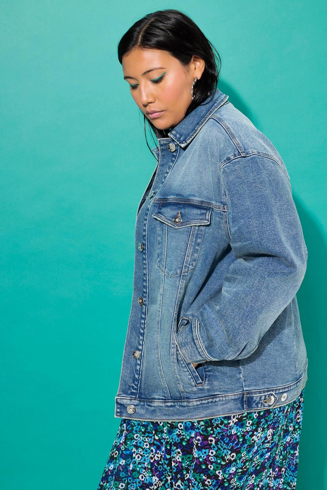 Джинсовая куртка Studio Untold Plus Size Oversized Light Washed 836255, фото №7