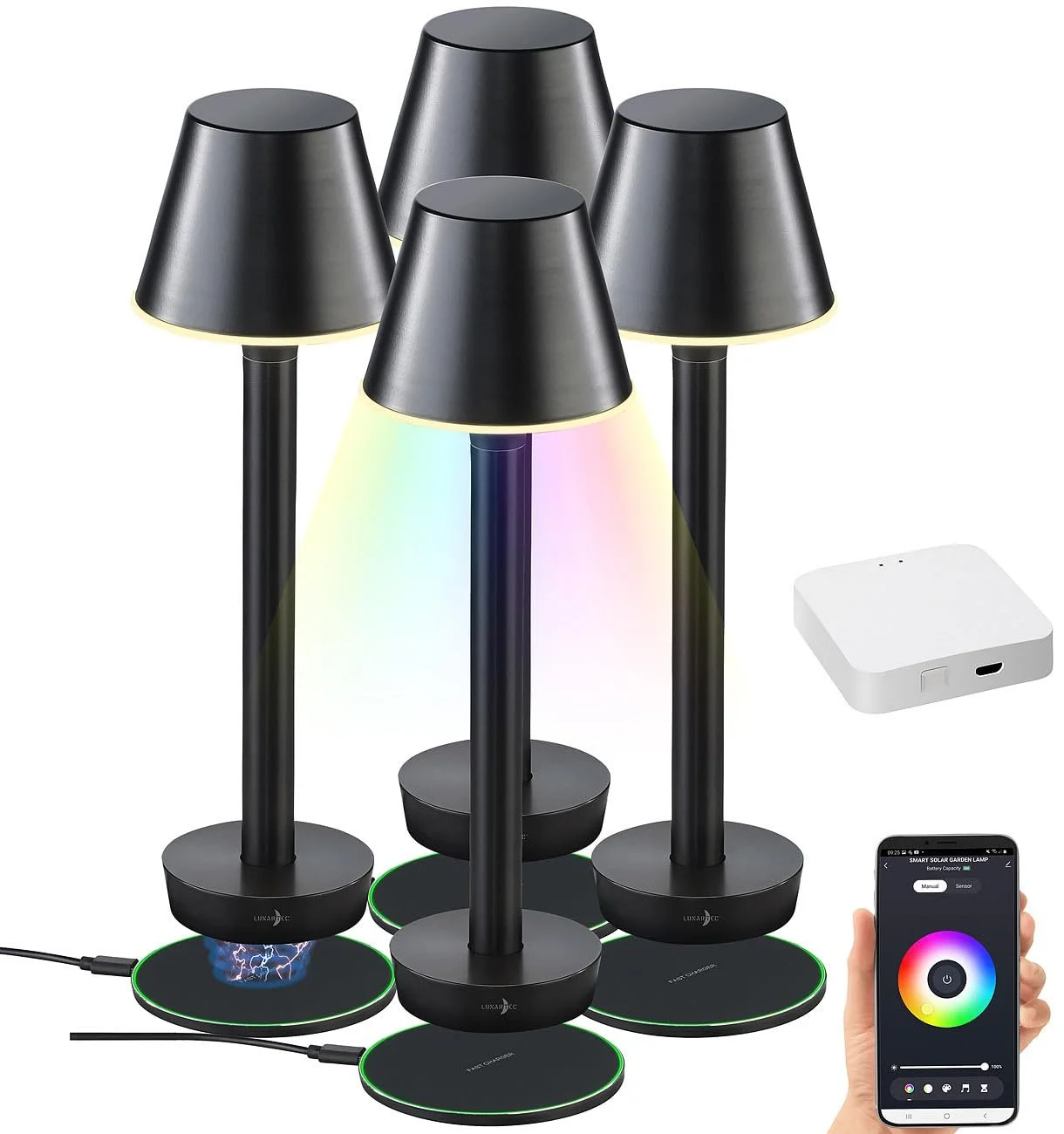 Светодиодная настольная лампа Lunartec Smart Outdoor RGB CCT IP67 с WiFi-шлюзом Набор 4 шт., фото №1