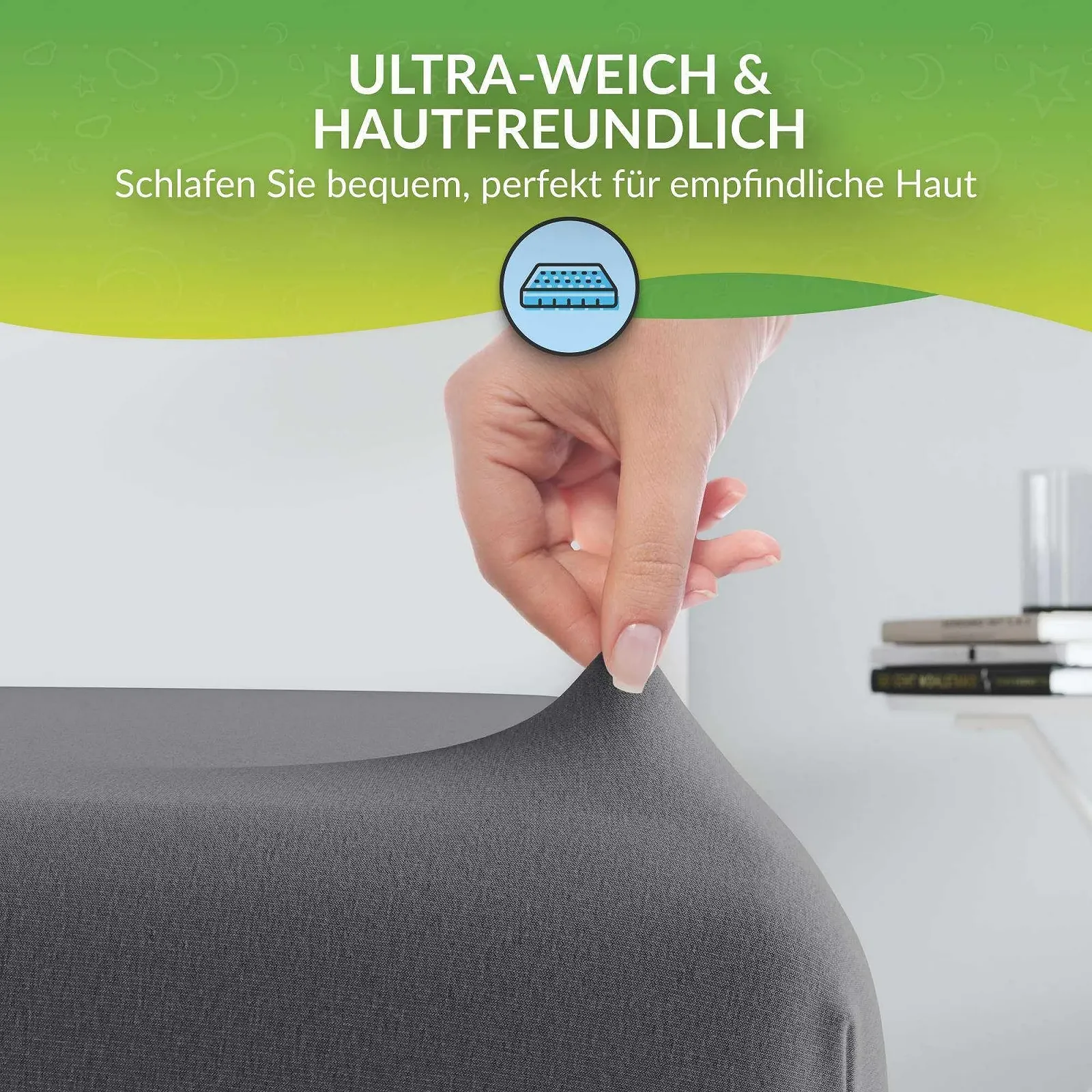 Простыня на резинке et\'{e}rea Jersey для топпера, для кроватей Divan - 100% хлопок - для высоты топпера 5 - 10 см, фото №3