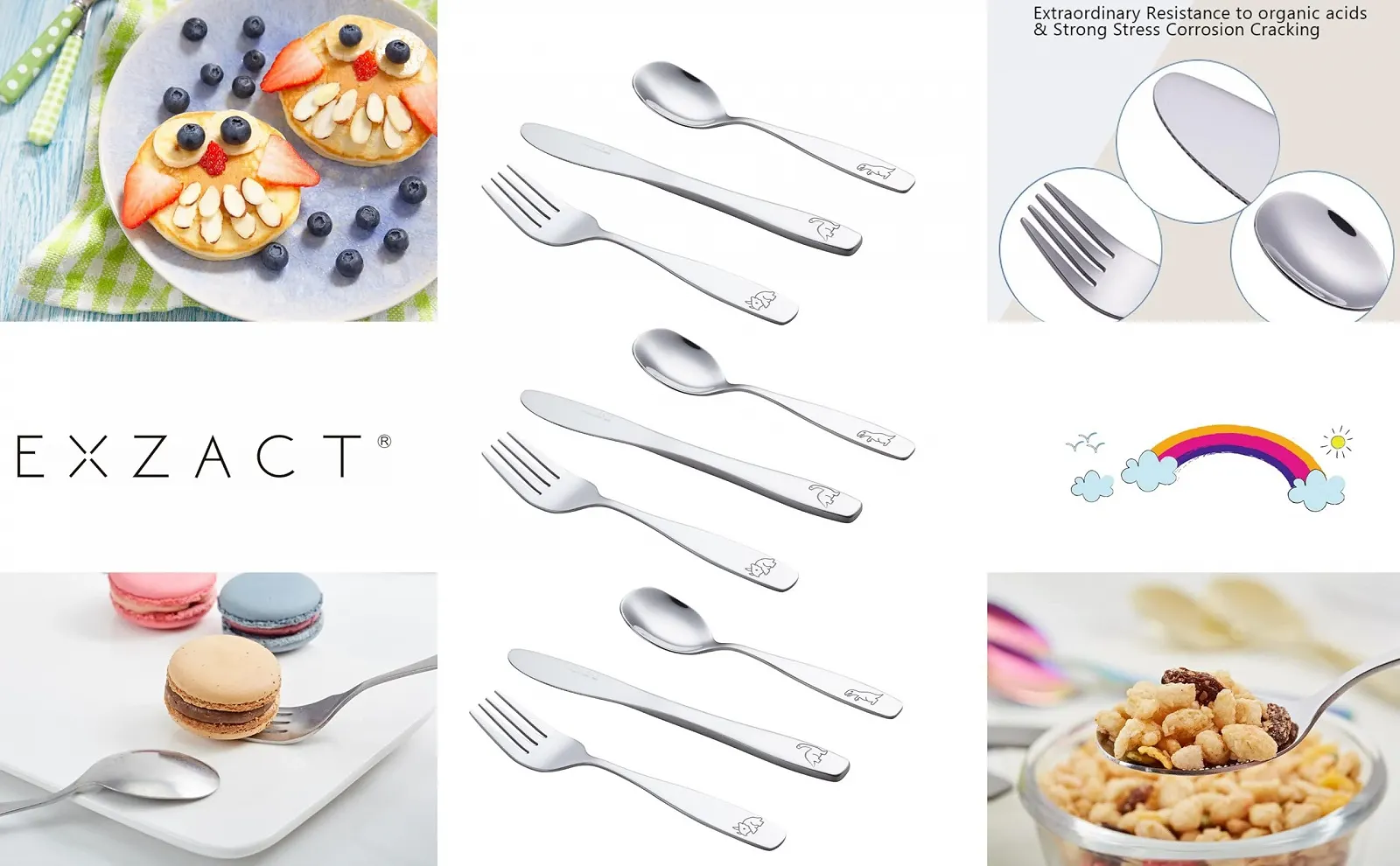 Детские столовые приборы EXZACT 9 предметов, нержавеющая сталь 24M+ Динозавр, фото №5 Детские столовые приборы EXZACT 9 предметов, нержавеющая сталь 24M+ Динозавр, фото №5