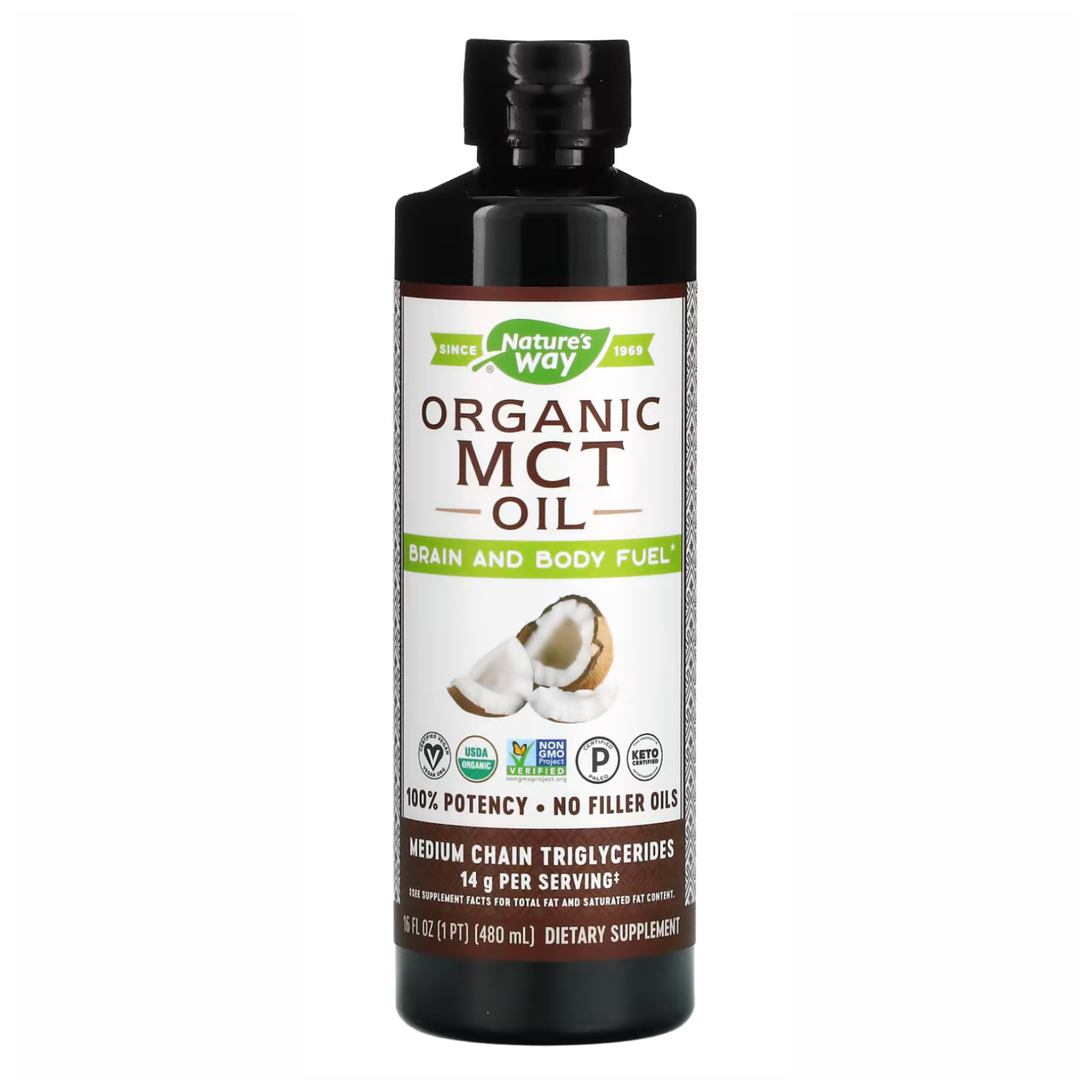 100 Organic MCT Oil 16 oz, фото №1