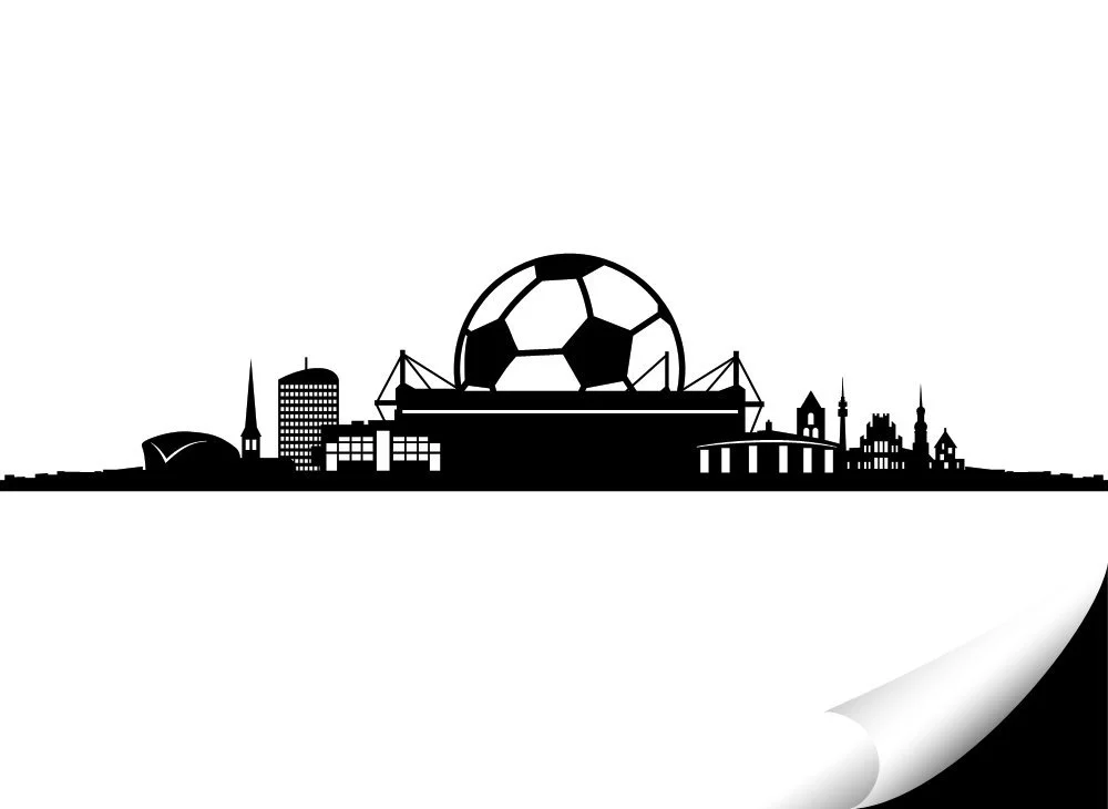 Наклейка на стіну Wandora Dortmund Skyline I 165 x 47 см Чорна, фото №2