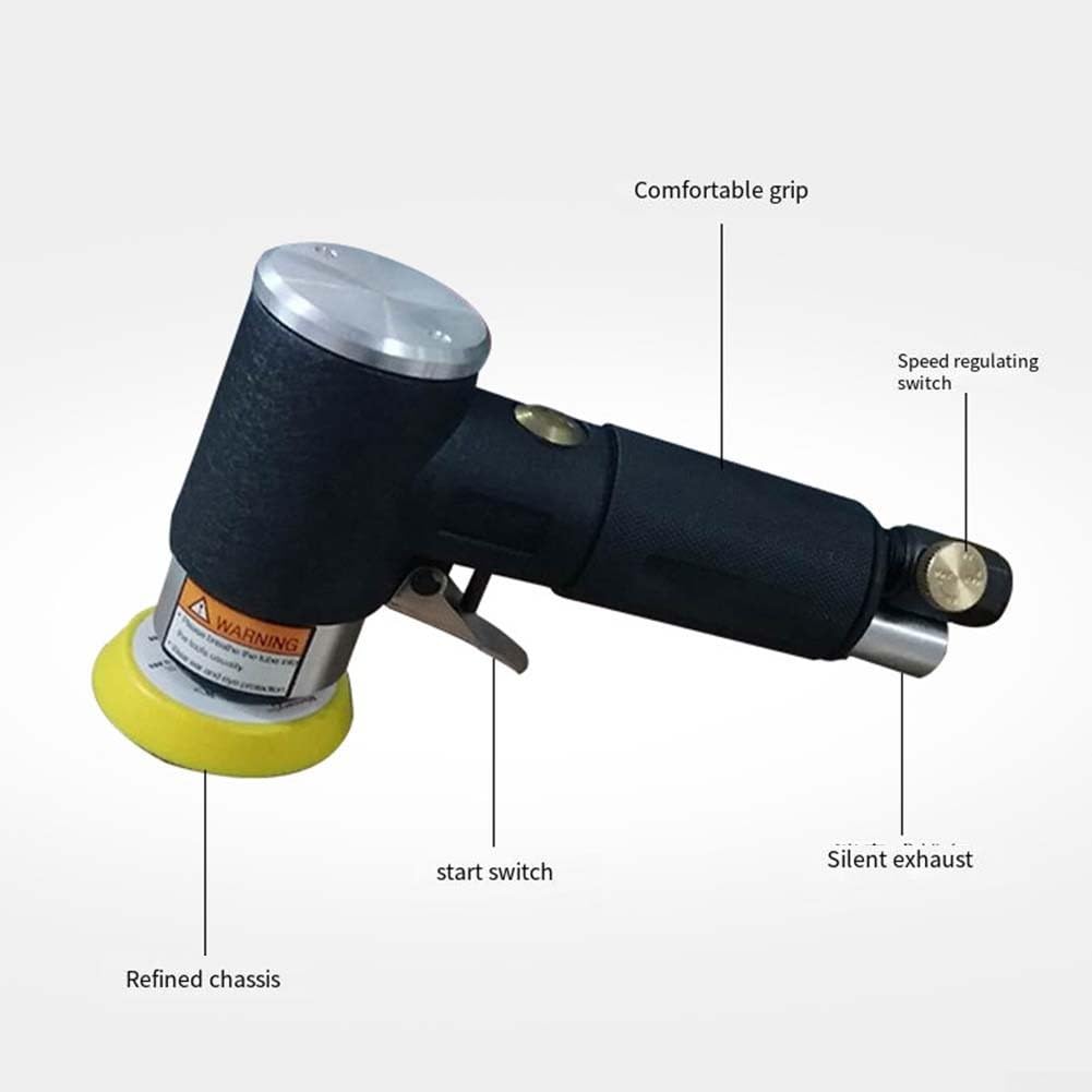 Шлифовальная машина Zilimontt 2" 3" 90 Degree Heavy Duty Pneumatic Random Orbital Sander 160mm 1/4 Air Inlet черный, фото №4