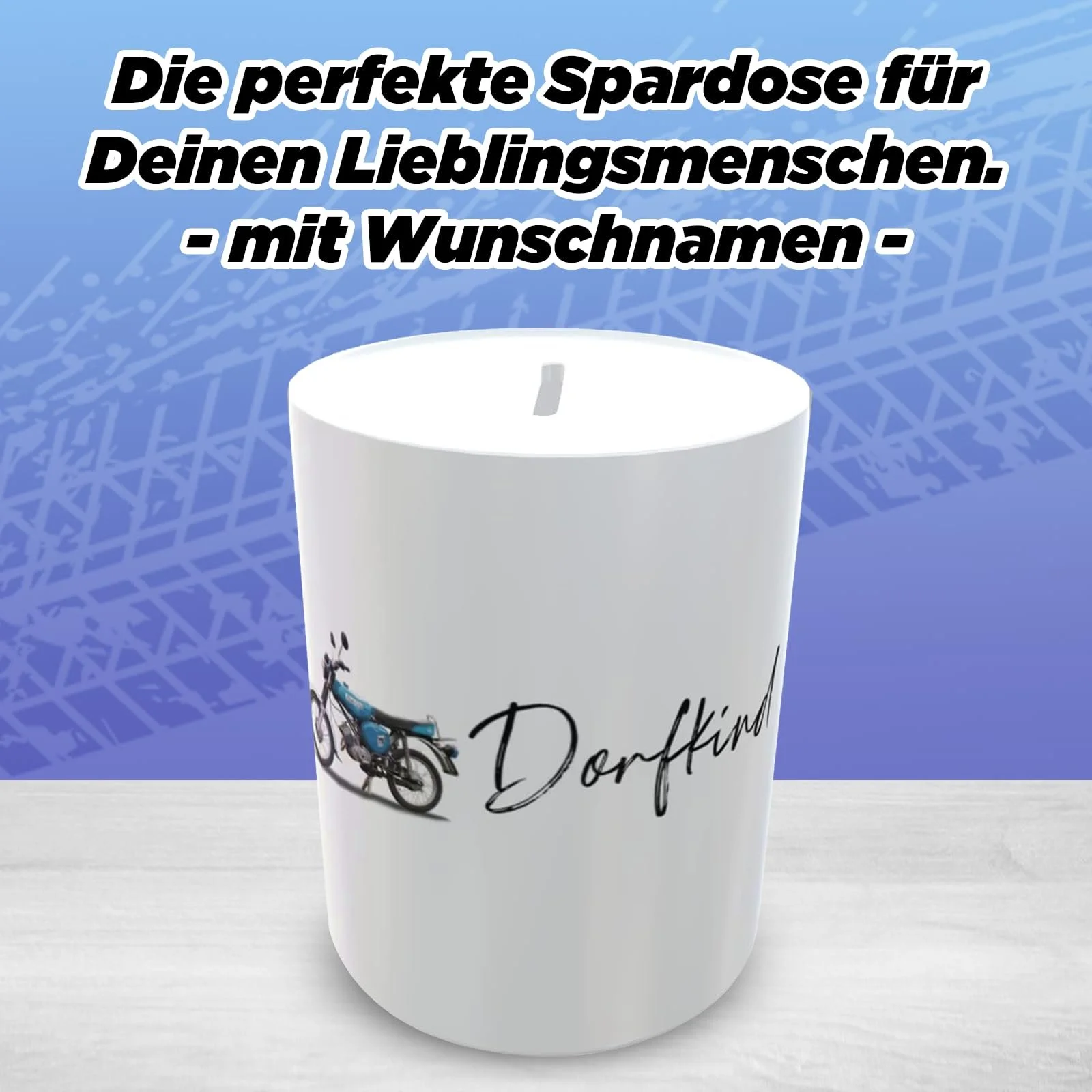 Скарбничка Мопед Simson Синя Керамічна Персоналізована, фото №4