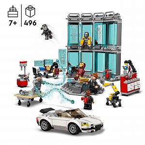 Конструктор LEGO Marvel 76216 Мастерская Железного Человека с 3 боевыми костюмами, игрушечной машиной и роботом synthetic.ua - Фото 1