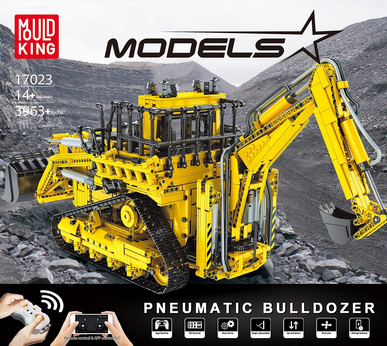 Набор Mould King Technic 17023 Бульдозер 3963 детали, Большой дистанционно управляемый технологический экскаватор-бульдозер 2-в-1, фото №2