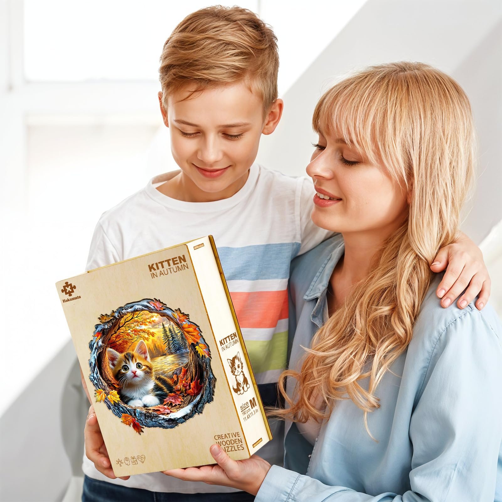 Пазл деревянный Cat in Autumn 280 деталей в подарочной коробке, фото №9