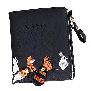Кошелек Женский Кожаный WRITWAA С вышивкой животных, отделения для карт, элегантный для путешествий, черный - Фото 1