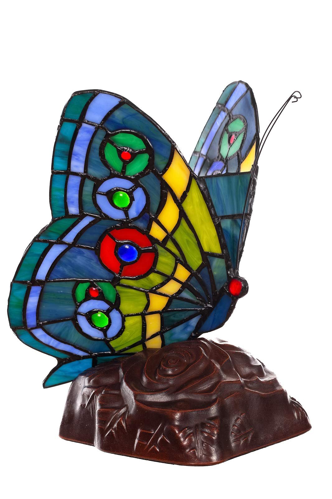 Настільна лампа Mosaic Style Figurine Butterfly Motif Glass, фото №1