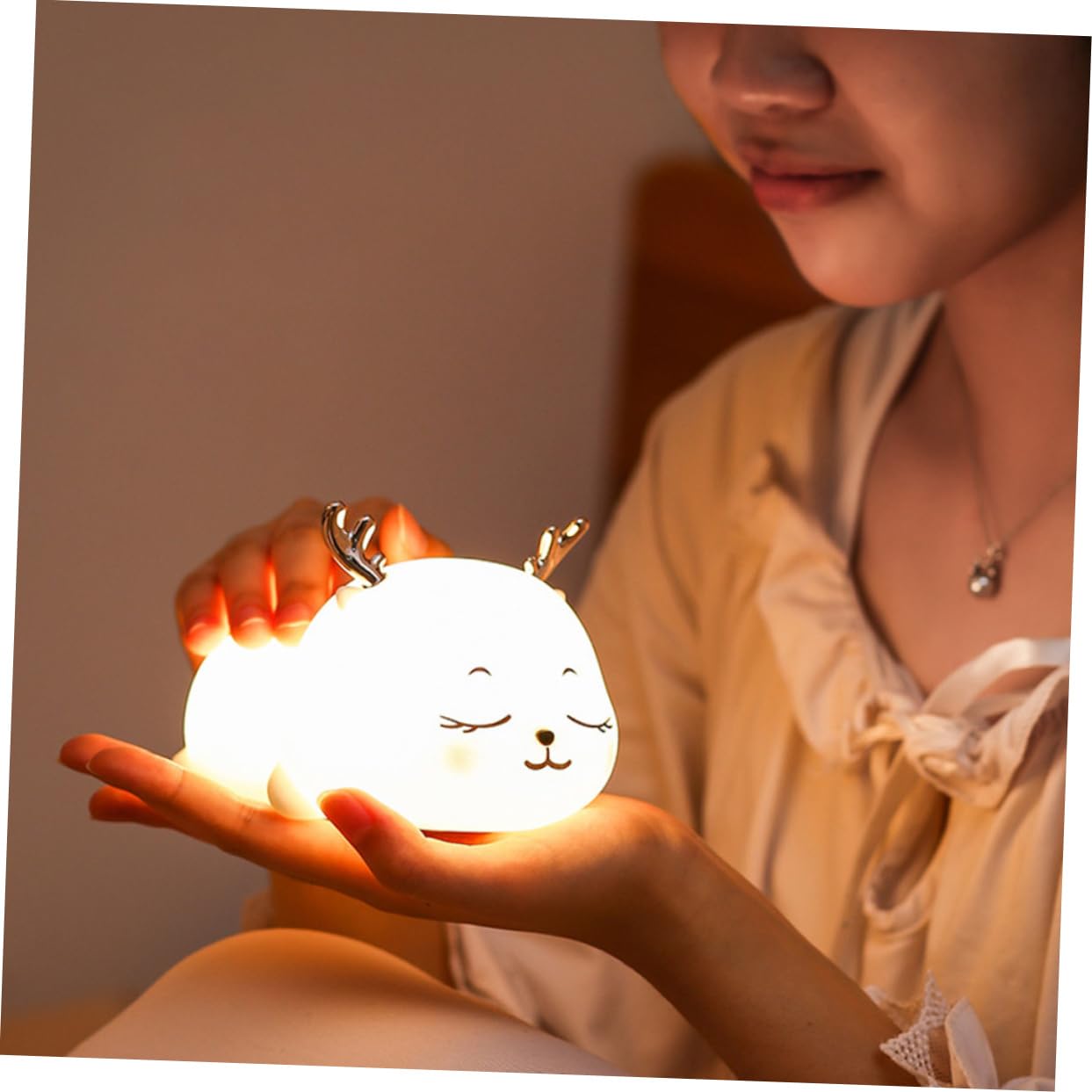 Лампа HEMOTON Little Milk Deer Pat Cat Lamp LED Night Light ABS Белый Детский, фото №3