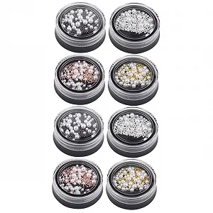 Бусины для ногтей Healvian 8 коробок Маникюрные бусины Наклейки для ногтей Жемчужные бусины для рукоделия Балетные туфли DIY Аксессуары для маникюра Бусины для ногтей Стальные шарики Бант - Фото 1