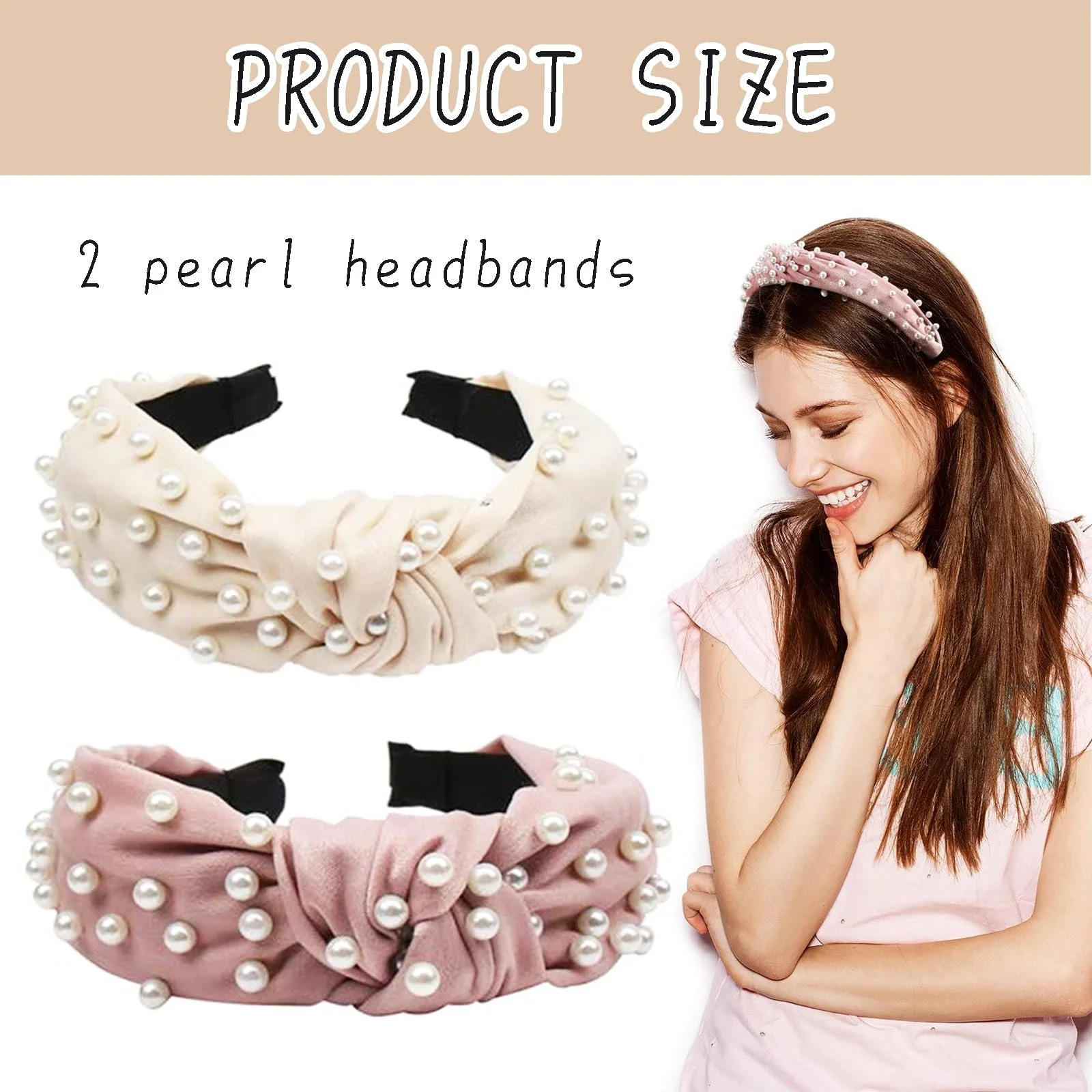 Обруч на голову Вузлик з бісером для жінок, 2 шт., фото №2 Обруч на голову Вузлик з бісером для жінок, 2 шт., фото №2