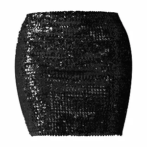 Спідниця-олівець Sequin, міні, облягаюча, еластична, з блискітками, висока талія - Фото 1