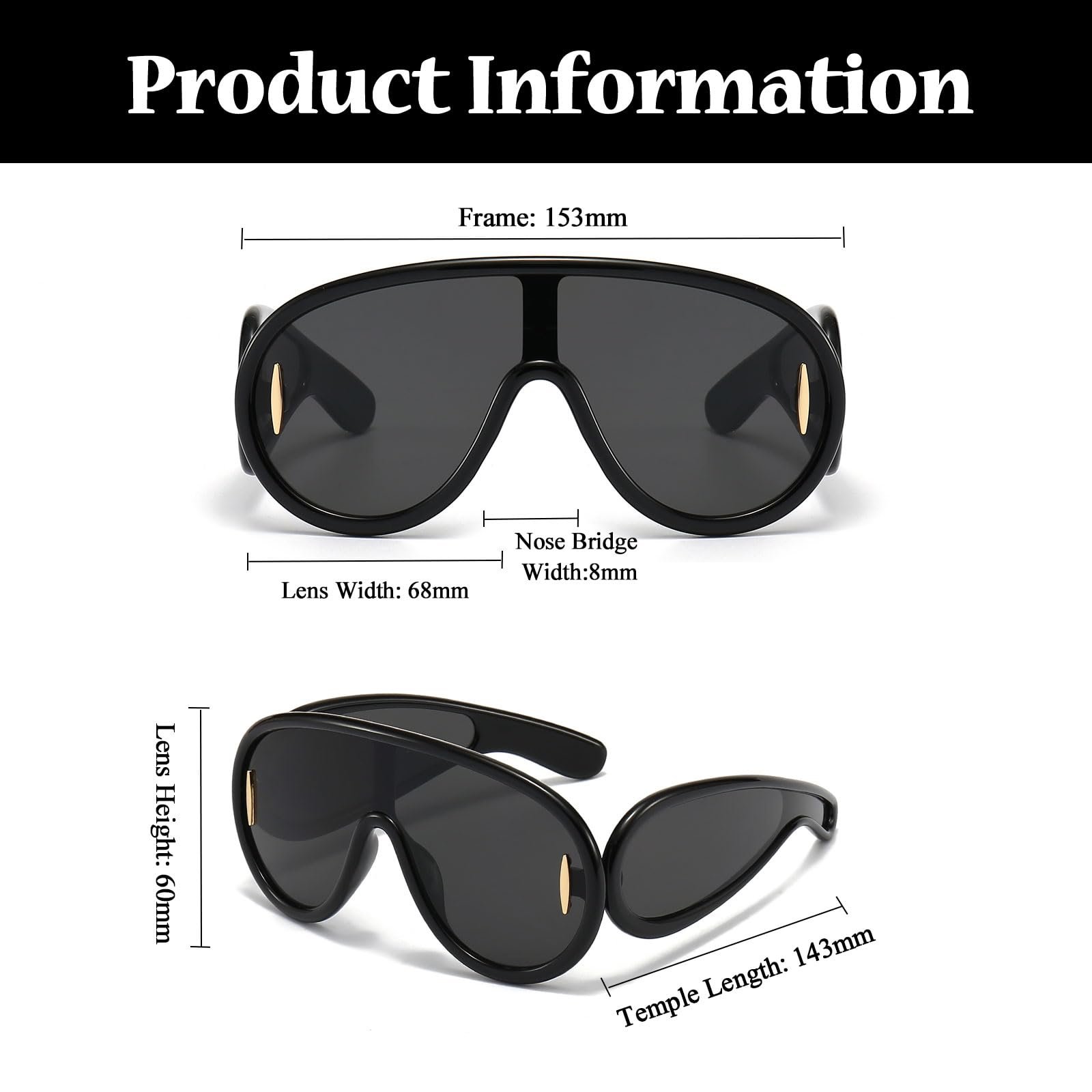 Сонцезахисні окуляри y2k LJCZKA Маска з захистом від ультрафіолету, фото №4